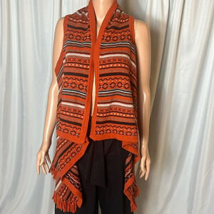 Cecico Sweater Size S Bohemian Western Geometric Boho Fringe Vest
